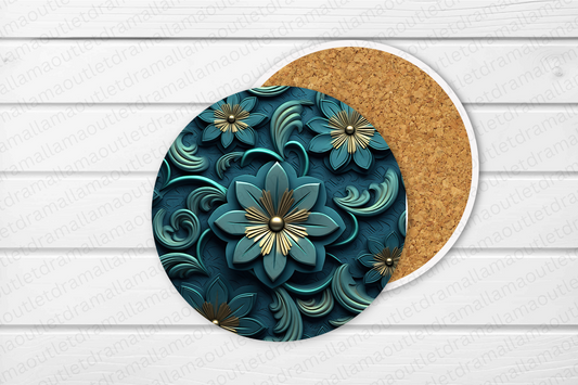 3D Flower Ceramic Coaster Set of 4