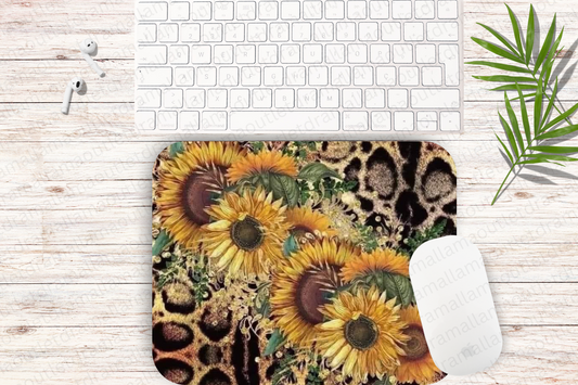 Sunflower & Leopard Print Mouse Pad